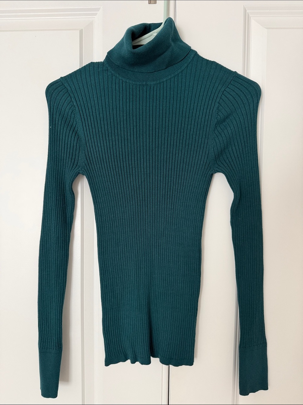 LOFT Teal Ribbed Turtleneck Sweater